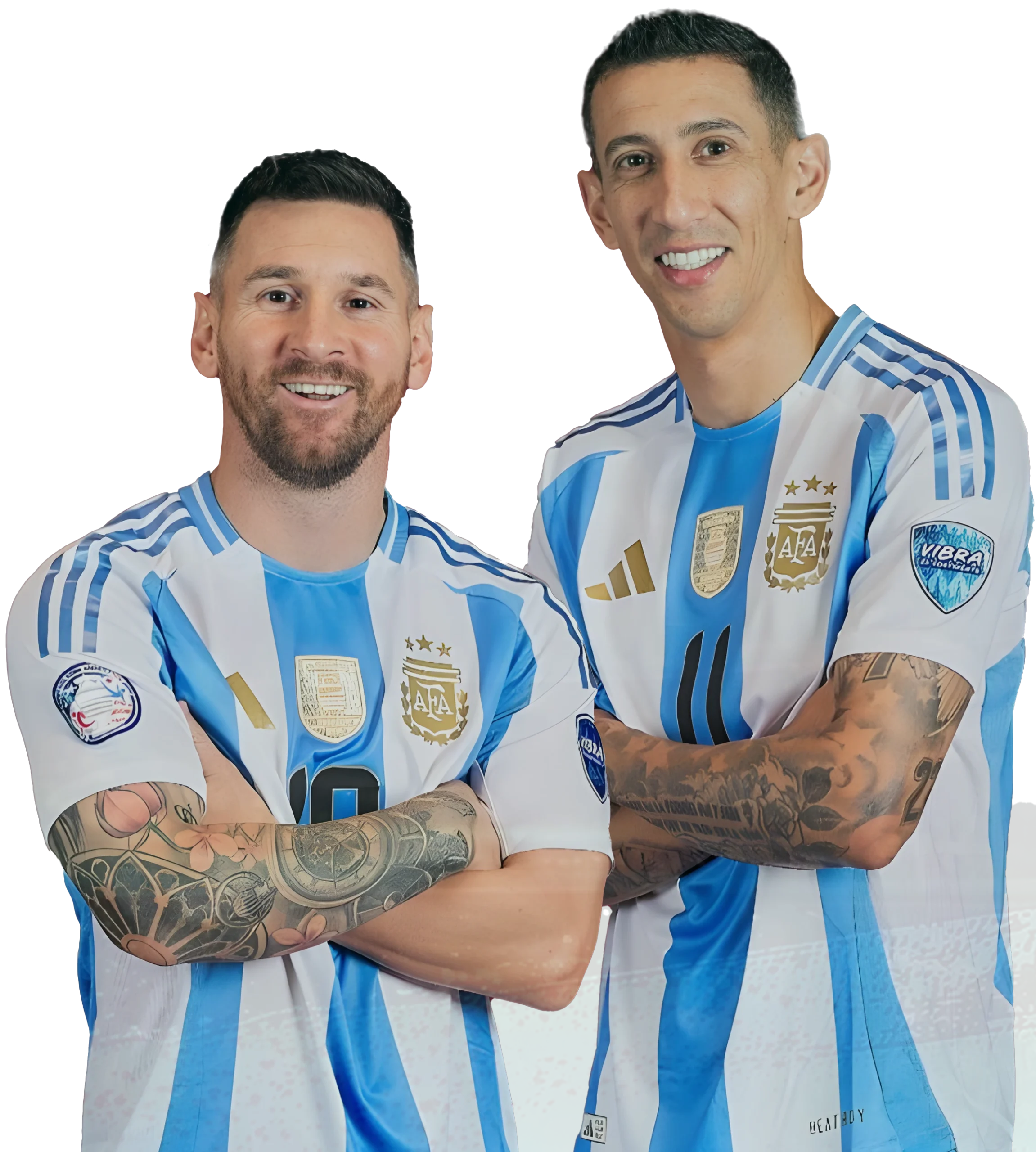 Jogadores de futebol da seleção Aregentina, patrocinada pela VGR (Lionel Messi e Angel Dimaria)